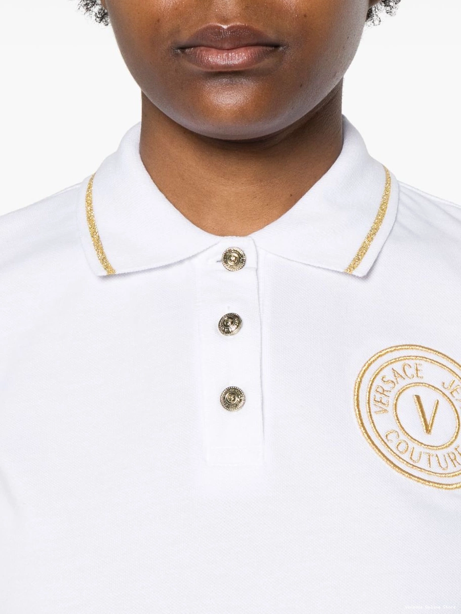Affordable Versace embroidered-logo polo top Women Jeans Couture 0426